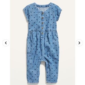 NWT Chambray Utility Polka-dot Jumpsuit